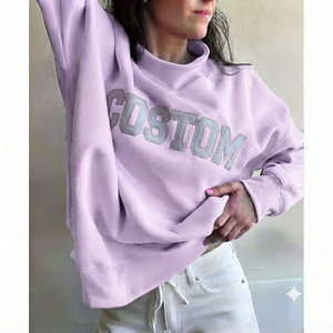เสื้อสเวตเชิ้ตคอเต่าทรงโอเวอร์ไซส์สำหรับผู้หญิงไซส์ใหญ่ ผ้าฝ้ายฟลีซ 100%  ไม่มีลาย  รับผลิตแบรนด์ส่วนตัว เสื้อผ้าสตรีทแวร์ - Product Image 1