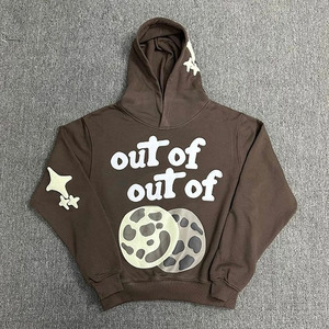 เสื้อฮู้ดแบบยูนิเซ็กซ์ ทรงโอเวอร์ไซส์ ผ้าฝ้ายถัก 100% สวมใส่สบายๆ สำหรับฤดูใบไม้ร่วง พิมพ์ลายตัวอักษรด้านหน้า สีน้ำเงิน-น้ำตาล - Product Image 3