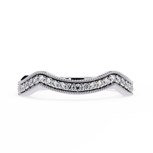 Bague en or blanc avec moissanite taille ovale, alliance de mariage avec accents pavé, bijou de promesse pour femme - Product Image 2