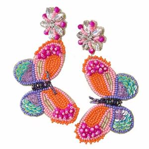 Pendientes artesanales con cuentas y flecos para mujer, estilo indio, bordados con cuentas de semillas, joyería de moda para fiestas, India - Product Image 2