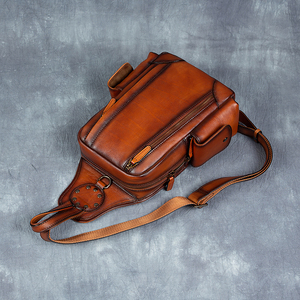 Bolso de Hombro para Hombre, Personalizable al por Mayor, de Cuero Genuino Vintage, Impermeable, Duradero, de Gran Capacidad, con Cierre de Cremallera - Product Image 4