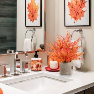 Lot de 2 plantes artificielles en pot d'eucalyptus de 35,5 cm, petites décorations d'automne pour la maison, les étagères, la salle de bain, le bureau – Décorations d'automne de marque Farm-Fall - Product Image 5