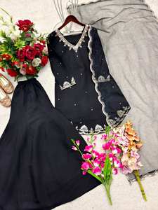 Conjunto de Sharara y Dupatta de Seda Cosida Estilo Bollywood, para Mujer, Ideal para Fiestas y Playa, Sin Arrugas - Product Image 5