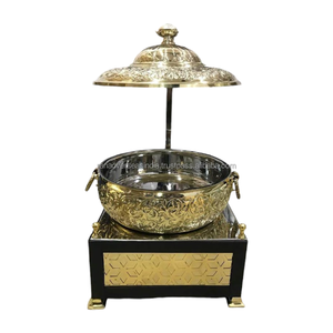 Alta demanda, plato de frotamiento redondo de gran calidad, diseño en relieve, latón, Buffet Chafer, lo mejor para fiestas en casa, reuniones de Navidad - Product Image 1