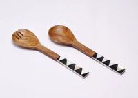 Set Peralatan Salad Kayu Akasia Terbaru dengan Garpu dan Sendok Ramah Lingkungan Aman untuk Mesin Cuci Piring Gaya Amerika
