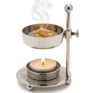 Nickel Plated Brass Resin Incense Burner Height Adjustable Sieve Tealight <b>Candle</b> Frankincense Warmer Wholesale - Product Image 1