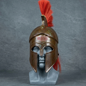 Medieval Anteque Centurion Greek <b>Spartan</b> Mild Steel Helmet with Red Horsehair Crest Handmade for Reenactment Halloween and Ester - Product Image 3