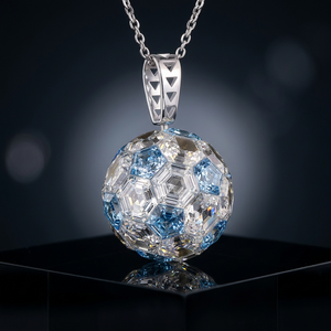 20 CT Hexagon Cut Lab Grown Diamond Ball <b>Pendant</b> VS1 Clarity 14K White <b>Gold</b> Invisible Setting Women's Engagement Certified IGI - Product Image 2