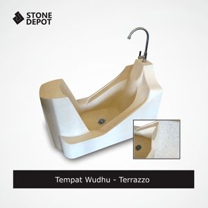 Terrazzo Muslim Wudhu Pedestal <b>Sink</b> <b>for</b> Prayer Preparation 1st Quality Modern Design Eco-Friendly Oval Basin <b>Drainer</b> Included - Product Image 2