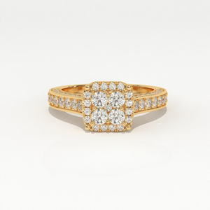 Aarinya Aurelia, Anillo de Cuatro Estrellas con Diamantes Cultivados en Laboratorio en Forma de Cojín, Engaste Pavé de Oro de 14K, Halo Cuádruple de 4 Piedras, Certificado IGI - Product Image 1