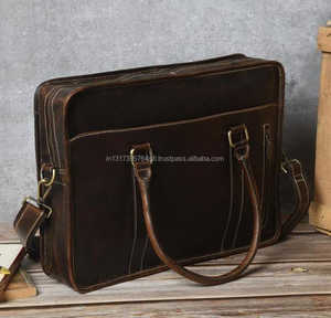 Sac d'ordinateur portable en cuir Crunch fait à la main de bonne qualité hommes style original cuir crunch Style occidental Style occidental - Product Image 2