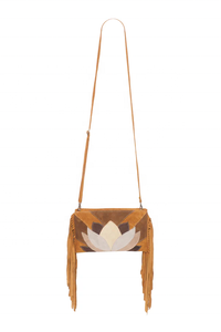 คลัทช์หนังกลับสีดินทำด้วยมือสำหรับผู้หญิงออกแบบดอกไม้ lotuf ตัดปะเครื่องประดับขายส่ง - Product Image 4