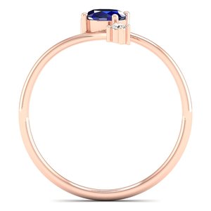 แหวนหมั้นเพชรโมอิสซาไนต์ประดับพลอยไพลินสีน้ำเงินทองคำแท้ 14K คุณภาพสูง REYES สำหรับผู้หญิง เครื่องประดับอัญมณีชั้นดีสำหรับสุภาพสตรี - Product Image 4