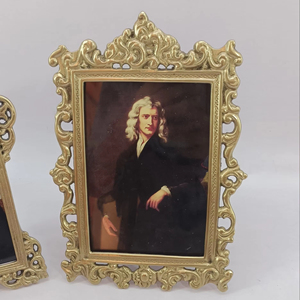 Decorative metal photo <b>frame</b> with <b>antique</b> brass finished and intricate floral designs perfect for elegant interiors - Product Image 5