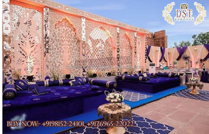 Cadre de toile de fond de scène moderne en fibre de verre découpé au laser, style Rajwada, pour mariage traditionnel de type Mehrab, personnalisable - Product Image 3