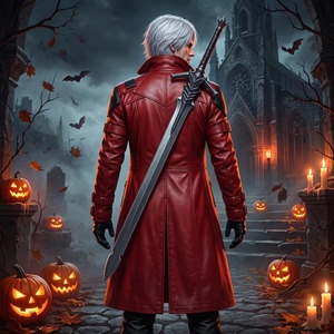 Mens Handmade Red <b>Leather</b> <b>Trench</b> <b>Coat</b> Long Gothic Duster Cosplay Style Custom Sizing - Product Image 2