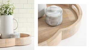 Elegante bandeja de madera con forma de nube, perfecta para aperitivos, bebidas y presentación en el hogar contemporáneo, hecha a mano en India. - Product Image 4
