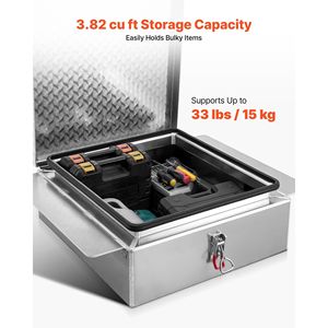 Cassetta Portautensili in Alluminio Resistente per Camion con Piastra Diamantata, Capacità 220 Libbre, Organizer per Stoccaggio, Cassetta Portautensili Robusta per Camion - Product Image 4