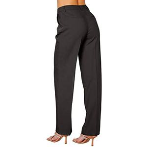 Pantalones de Vestir Formales de Cintura Alta para Mujer, Color Negro, Corte Acampanado, Frente Plano, Estilo Casual para Negocios - Product Image 2
