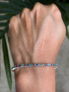 Natural Emerald <b>Ruby</b> Sapphire Tennis <b>Bracelet</b> 925 Sterling Silver Luxury Women's Jewelry Gift Party OEM ODM Wholesale Supplier - Product Image 1