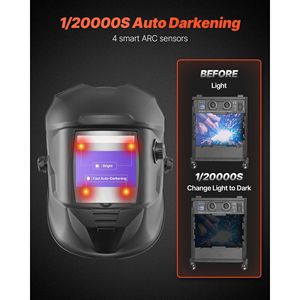 Casco per saldatura auto-oscurante con 4 sensori ad arco, maschera per saldatori a colori reali da 10x6 cm, alimentata a energia solare, ampia gamma di tonalità - Product Image 3