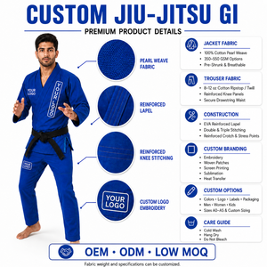 MANGOES FASHION Kimono de BJJ Azul de Alta Calidad Personalizable, Uniforme para Adultos, Corte Regular, 440g, Algodón Transpirable que Absorbe la Humedad - Product Image 6