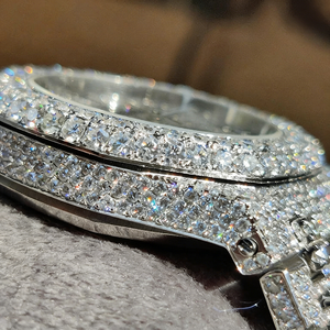 Luxury 40MM Arabic Numrals Dial Bust Down Hip Hop Fully Studded Moissanite Diamond Automatic <b>Watch</b> - Product Image 5
