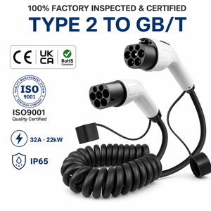 Cable de Carga Tipo 2 a GB/T para Vehículos Eléctricos Chinos, Cable en Espiral Tipo 2 a GBT para Carga de Vehículos Eléctricos - Product Image 1