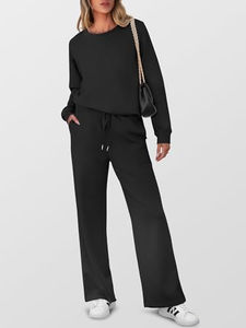 Conjuntos de 2 piezas informales de otoño para mujer, conjuntos de chándal de pierna ancha, conjuntos a juego para otoño - Product Image 3