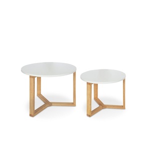 Contemporary Design Metal <b>Nesting</b> <b>Table</b> With Wooden Top Durable Structure Stackable Furniture For Living Room Use - Product Image 3