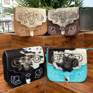 2024 fábrica personalizada 100% cuero de vaca grabado láser bandolera moda alta calidad elegante lujo gamuza bolsos de mano - Product Image 3