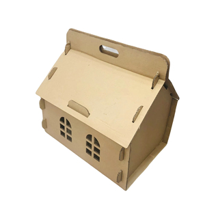 Nichoir carré auto-érectible portable de haute qualité pour chat, griffoir en carton ondulé, matériaux recyclés, abri adapté aux animaux de compagnie pour - Product Image 1