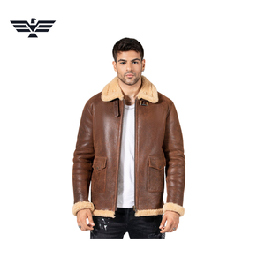 Chaqueta de Cuero Genuino para Hombre EMPIRE TREND WEARS, Forro de Piel Sintética, Cuello Camisero, Cierre de Cremallera, Corte Ajustado, Estilo Motero, Invierno - Product Image 1