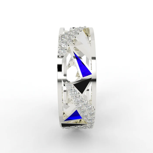 Renaissance Triangular Composition Inspired Women's Minimalist <b>Finger</b> <b>Ring</b> 18K White Rose Gold Plating Lab Created Diamonds - Product Image 4