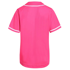 Girls Pink Short Sleeve Tennis Shirt Turn-<b>Down</b> Collar Moisture Wicking Regular Fit Solid Color Polyester Summer Apparel - Product Image 1