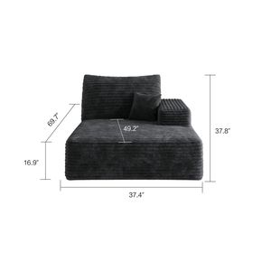 Y119 Black Left-<b>Sleeper</b> Chaise Lounge <b>Sofa</b> - Product Image 2