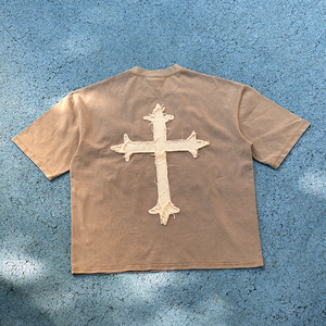 เสื้อยืดผู้ชายคอโอ ทรงบ็อกซี่ ตัดเย็บพิเศษ คุณภาพสูง โลโก้สั่งทำ คอหนา ทรงปกติ ไหล่ตก ผ้าคอตตอนถัก 100% สีพื้น - Product Image 2