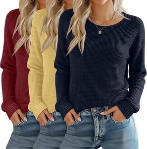 Pull-over en maille de couleur unie, sweat-shirt thermique jacquard, coupe ajustée, automne, anti-boulochage, texture gaufrée, sweat-shirt thermique - Product Image 4
