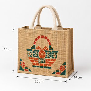 Sac de courses en jute naturel laminé, sac de courses pour la vente au détail, 20x20x10 cm, logo personnalisé, vente en gros, OEM, marque privée, PH-JT-06, réutilisable - Product Image 6