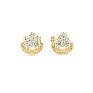 Boucles d'oreilles de fiançailles en or blanc 14 carats avec diamant rond cultivé en laboratoire pour femmes |   Nouveau diamant cultivé - Product Image 2