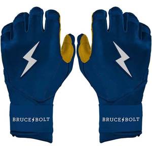 Bruce <b>Bolt</b> Blue Batting Gloves With Lightning Logo <b>Hook</b> And Loop Closure Unisex Adult Training Glove - Product Image 1