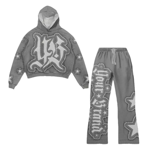 Ensemble de survêtement unisexe d'hiver respirant en polaire chaude avec sweat à capuche et pantalon de jogging en polyester/coton - Product Image 4