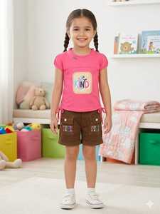 Wholesale Supply Kids Girls Fashion <b>Top</b> And Hot Pant Set Soft Cotton <b>Birthday</b> And Playtime Outfit Available For Sale - Product Image 5