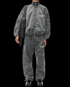 Survêtements streetwear 100% nylon, color block, ensemble personnalisé 2 pièces (bas et veste), coupe-vent - Product Image 3