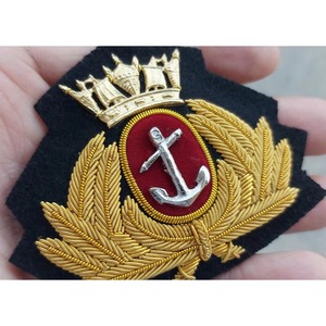 Top Soft Wing Bullion <b>Wire</b> Blazer Badge 7cm Embroidery Gold <b>Wire</b> Customized Canvas Fabric Wholesale OEM Services - Product Image 5