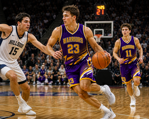 Conjunto de Uniforme de Baloncesto Personalizado con Diseño Único Splash, Base Morada con Detalles Dorados y Negros para la Identidad y Estilo del Equipo - Product Image 6