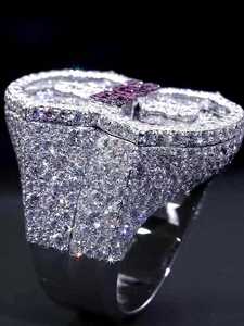 Custom Number 8 15ct Lab Grown Diamond Rhodium Plated Iced Princess Cut Layered Setting Hip Hop <b>925</b> <b>Silver</b> <b>Ring</b> Passes Diamond - Product Image 5