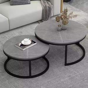 Modern Minimalist Design Durable Sintered <b>Stone</b> <b>Top</b> Metal Frame Nesting Coffee <b>Table</b> Set Adjustable Height Space-saving Easy - Product Image 4