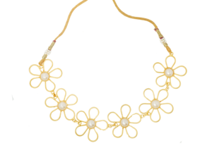 Gold Daisy Pearl <b>Necklace</b> for Women – Floral Chain <b>Statement</b> <b>Necklace</b> with Adjustable Thread - Product Image 2