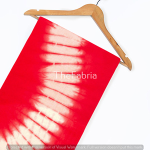 Tela de algodón teñida a mano roja y blanca, textil estampado a mano para coser ropa y prendas - Product Image 3